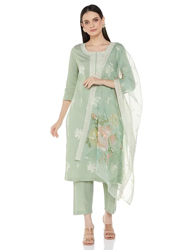 Women’s Rayon Salwar Suit (Green, M)