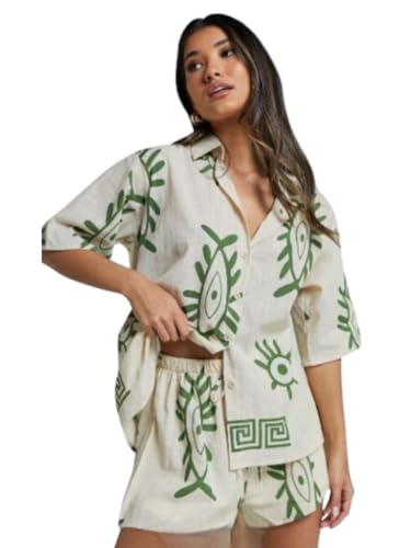LERIYA FASHION Women’s Rayon Geometric Co ord Set Pack of 1 (White,S)