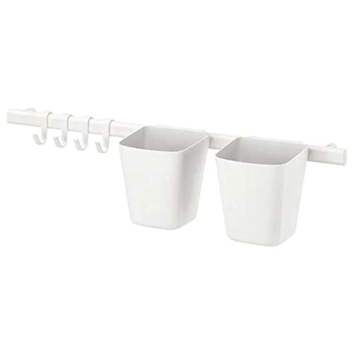 Ikea Rail with 4 Hooks and 2 containers