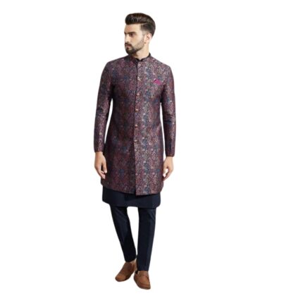 Men’s Kurta Indo-Western Sherwani Trouser Set (L)