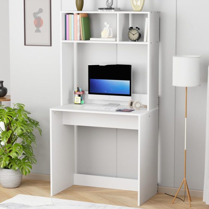 Lukzer Engineered Wood Computer Desk Study Table (ST-006/White/155X80X45cm)