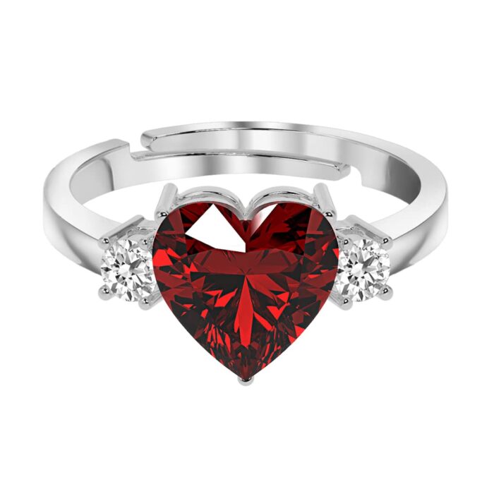 CLARA 925 Sterling Silver Blood Red Heart Ring for Women & Girls