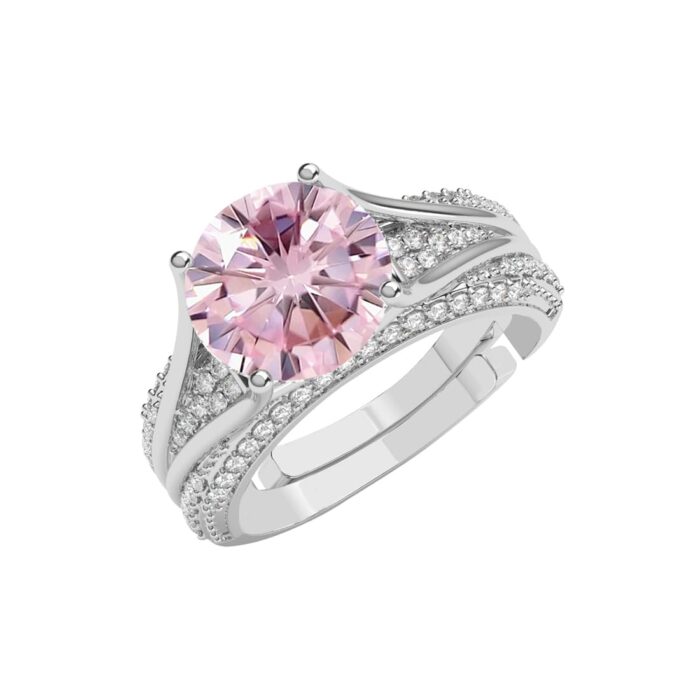 Clara Pure 925 Sterling Silver Tove Pink Solitaire Ring Women Girls Wife