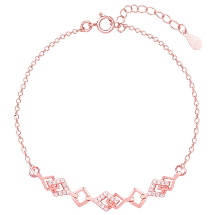 GIVA Silver Rose Gold Interlocked Bracelet for Girlfriend Wife Women