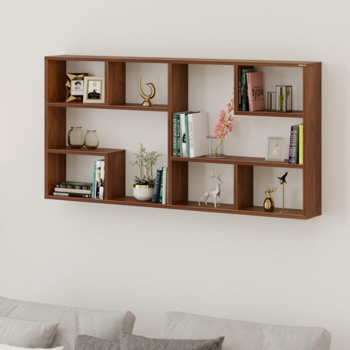 BLUEWUD Petree Engineered Wood Wall Decor Floating Shelf (Brown Maple)