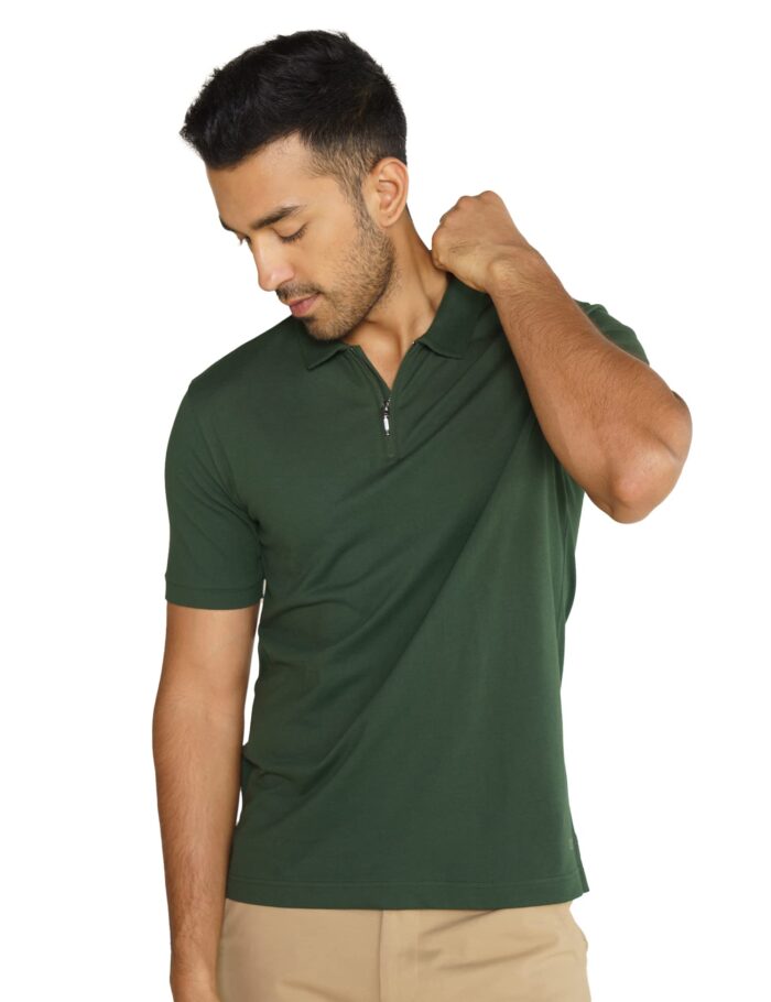 DAMENSCH Men’s Constant All Degree Regular Fit Zip-up Polo-Pack of 1-Mountain View-Medium