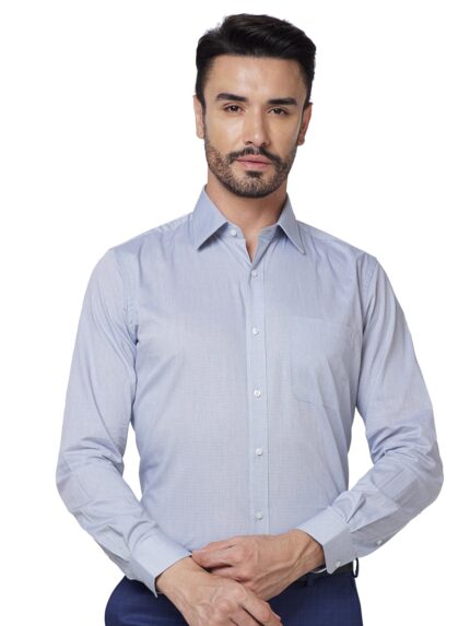 Raymond Regular Fit Self Design Medium Grey Shirt (Size: 39)-Men)