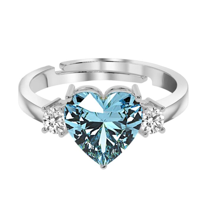 Clara 925 Sterling Silver Sky Blue Heart Ring for Women & Girls