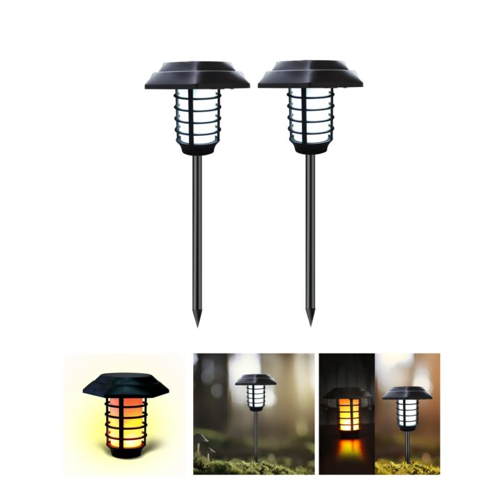 Homehop Garden Solar Light Outdoor 48LED Waterproof Flickering Flame Lamp (ABS, Pack of 2)