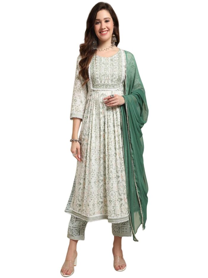 Women’s Nayra Cut Embroidered Kurta With Dupatta Set(Xs)