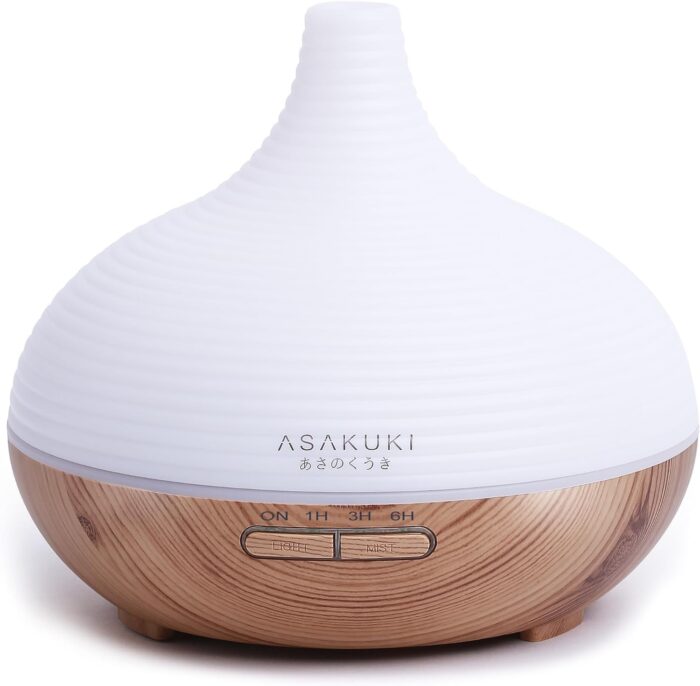 ASAKUKI 300ml Essential Oil Diffuser, Premium 5 In 1 Ultrasonic Aromatherapy