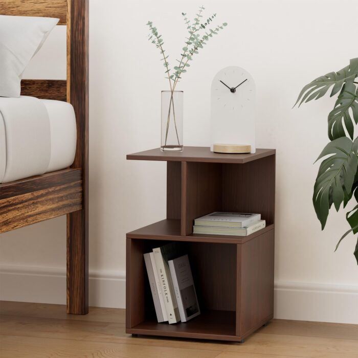 Amazon Brand – Solimo Uno Engineered Wood Contemporary Bedside Table (Walnut Finish)