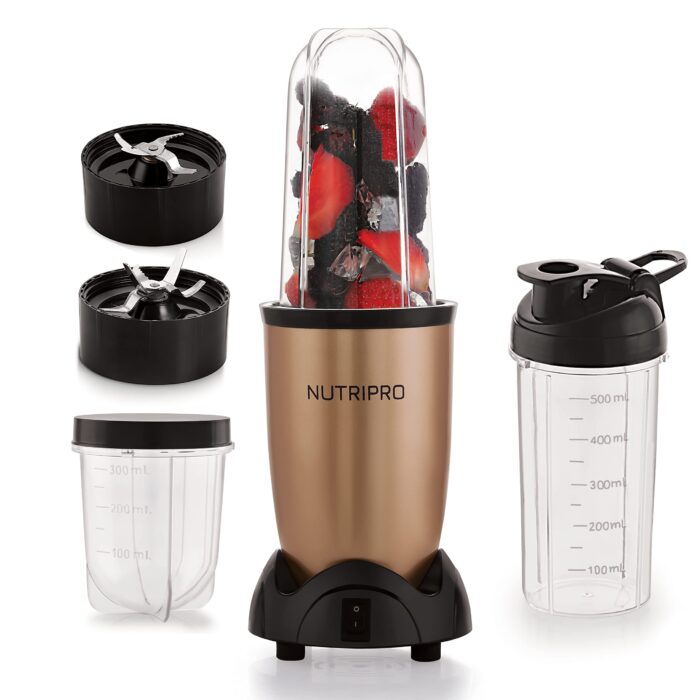 nutripro Copper Juicer Mixer Grinder – Smoothie Maker – 500 Watts (3 Jars, Gold)