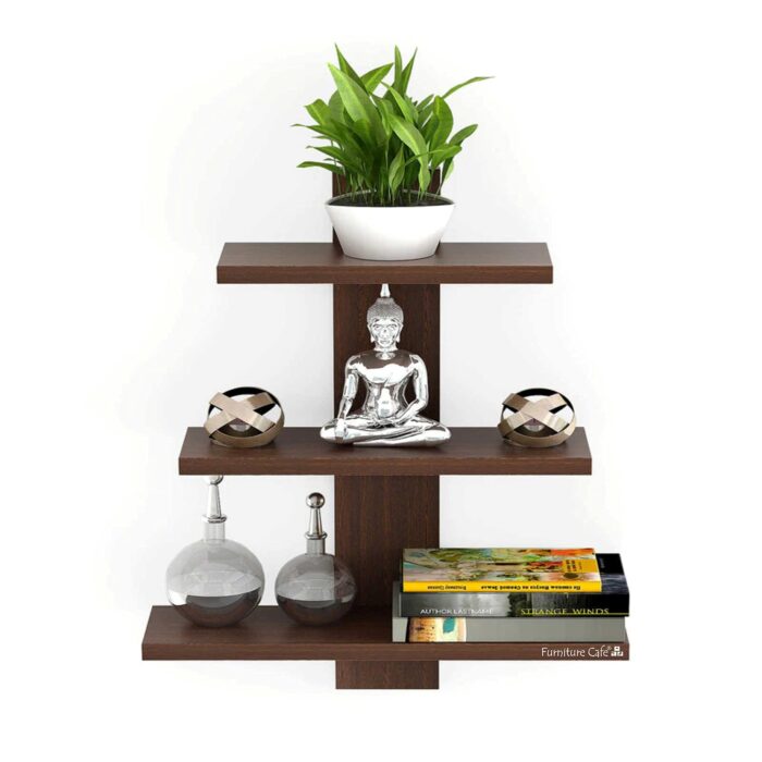 Furniture Cafe® Wooden Wall Shelves for Living Room | for Home Decor Items ( Brown )