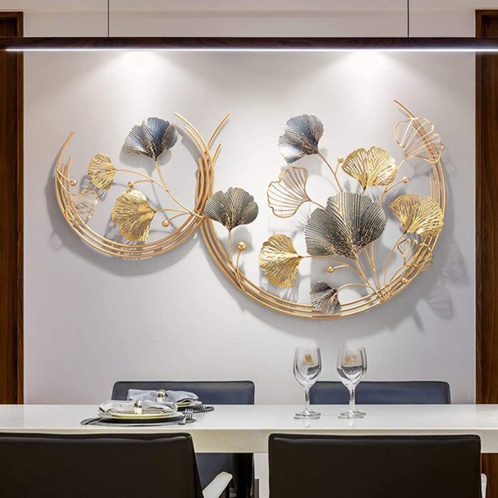 RIZIK STORE Metal Abstract Figures Wall Sculpture For Home, (Double Moon) (44X27 Inches)