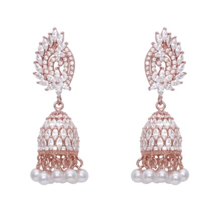 GIVA 925 Silver Rose Gold Teardrop Jhumka for Women