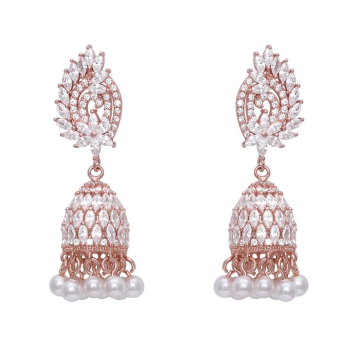 GIVA 925 Silver Rose Gold Teardrop Jhumka for Women