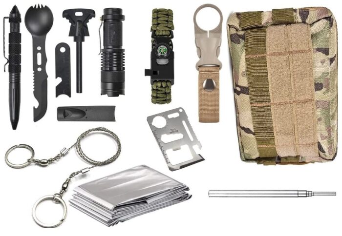 PSYCHE 13in1 Professional Emergency Survival Tactical Kit for Camping and Hiking