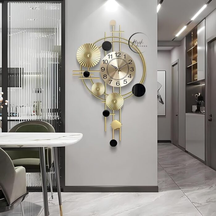 RIZIK STORE™ Metal Wall Hanging Floral Handmade Wall Clock Multicolor Ticking Sound for Bedroom/Drawing Room/Hall/Dining Room (Design 1)
