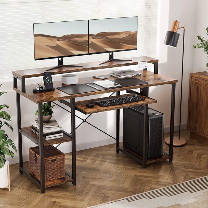 TEKAVO Computer Table With Keyboard Tray | Desktop Table For Home Office|120x60x87 ( Brown)