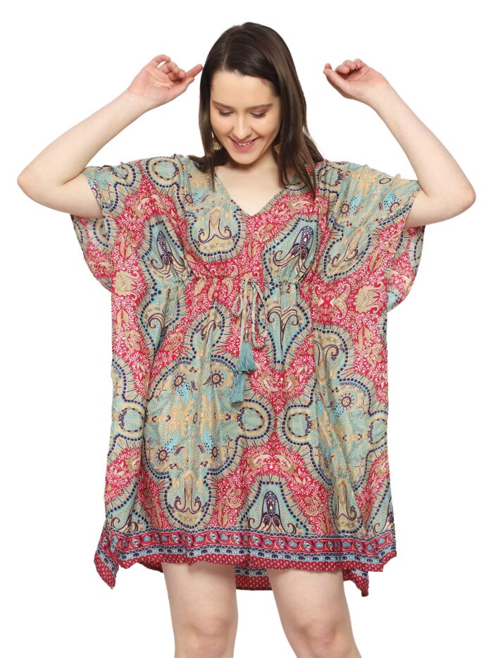 KE KANHA EXPORTS short western kaftan fit flared floral all seasons