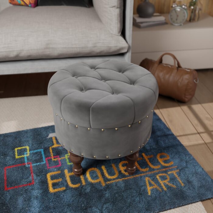 ETIQUETTE ART Office & Living Room Stool Home Decor | Ottoman with Storage | Decorative Home Furniture (Grey)