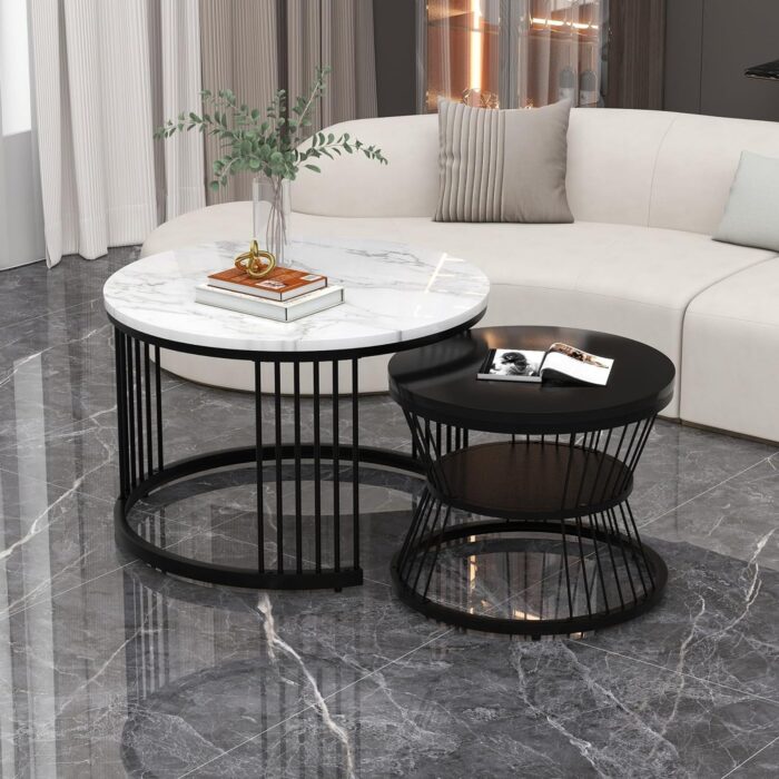 NEST NATURE HAVEN Round Coffee Table (Black White)