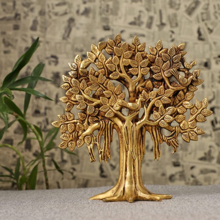 Jaszz Art Pure Brass Kalpavriksha Tree Showpiece (9 inches, 1.25 Kg)