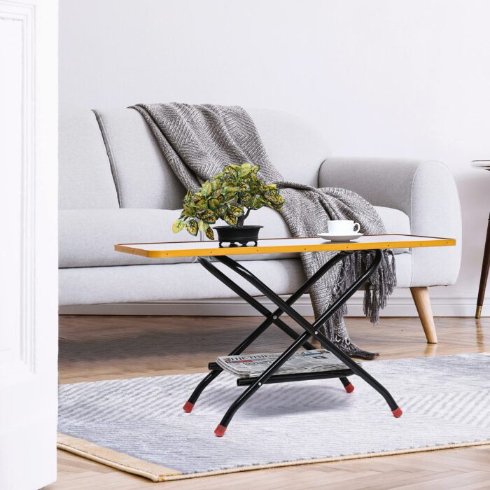 Livzing Height Adjustable Foldable Wooden Center Table – Brown